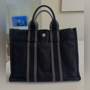 Hermès Cotton Canvas Fourre-Tout in Black/Grey